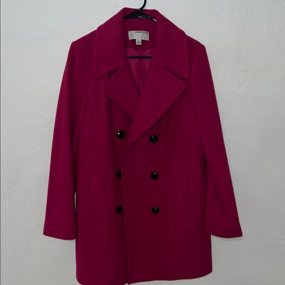Anne Klein Fuchsia Double-Breasted Coat